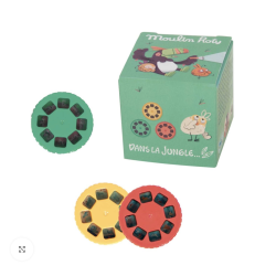 CAJA VERDE DE 3 DISCOS PARA LINTERNA. DANS LA JUNGLE.