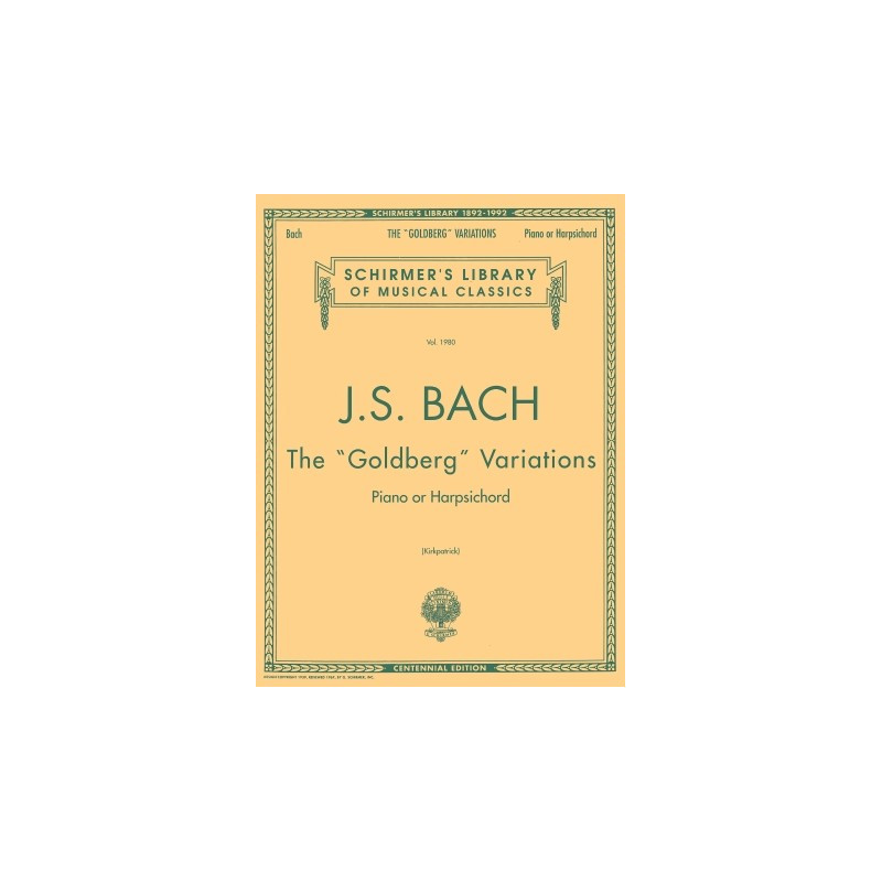 Partitura. BACH: GOLDBERG VARIATIONS. Schirmer Library of Classics Volume 1980