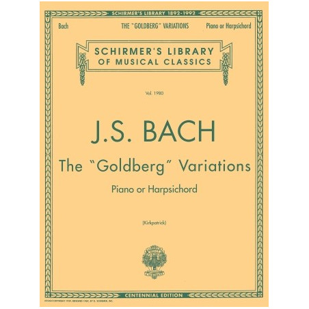 Partitura. BACH: GOLDBERG VARIATIONS. Schirmer Library of Classics Volume 1980