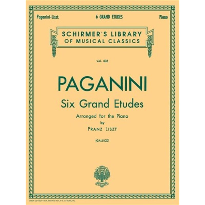 PARTITURA. 6 GRANDE ETUDES AFTER N. PAGANINI VOLUME 835 (PAGANINI).