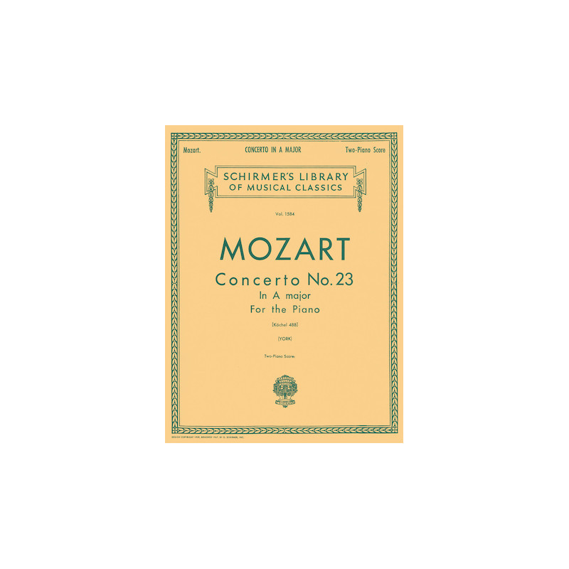 PARTITURA.CONCERTO NO. 23 IN A, K.488 SCHIRMER LIBRARY OF CLASSICS VOLUME 1584.