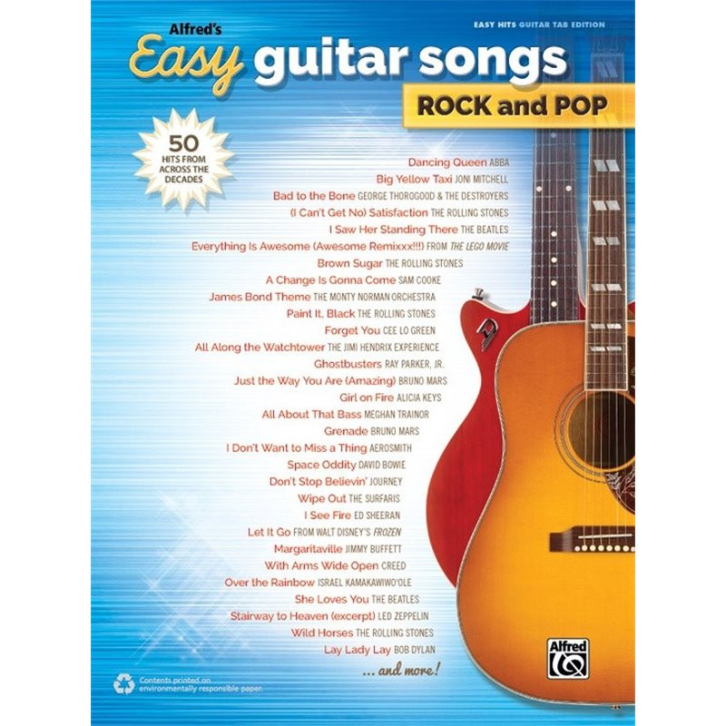 PARTITURA ALFRED'S EASY GUITAR SONGS ROCK AND POP