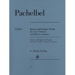 Partitura. PACHELBEL.  Closer Look Canon and Gigue for Three Violins and Basso Continuo in D Major