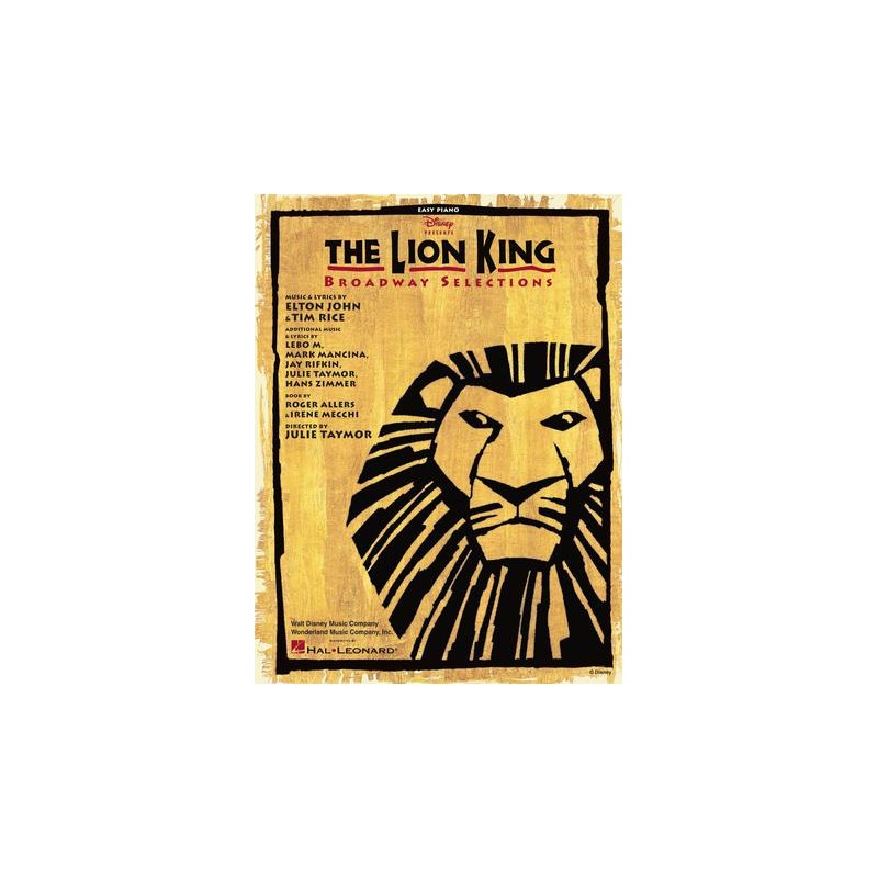 Partituras. The Lion King – Broadway Selections. Easy Piano Vocal Selections Softcover