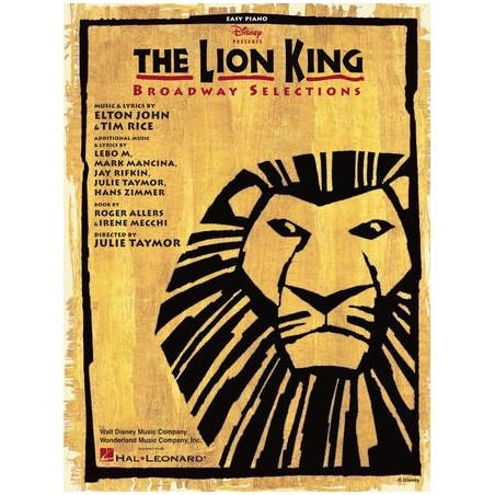 Partituras. The Lion King – Broadway Selections. Easy Piano Vocal Selections Softcover